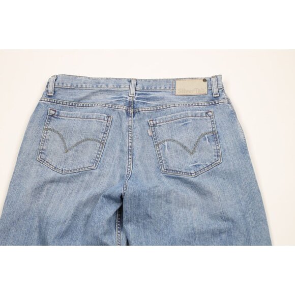Vintage Y2K Levis Silvertab Mens 36x30 Faded Baggy Fit Wide Leg Denim Jeans Blue - Picture 11 of 15